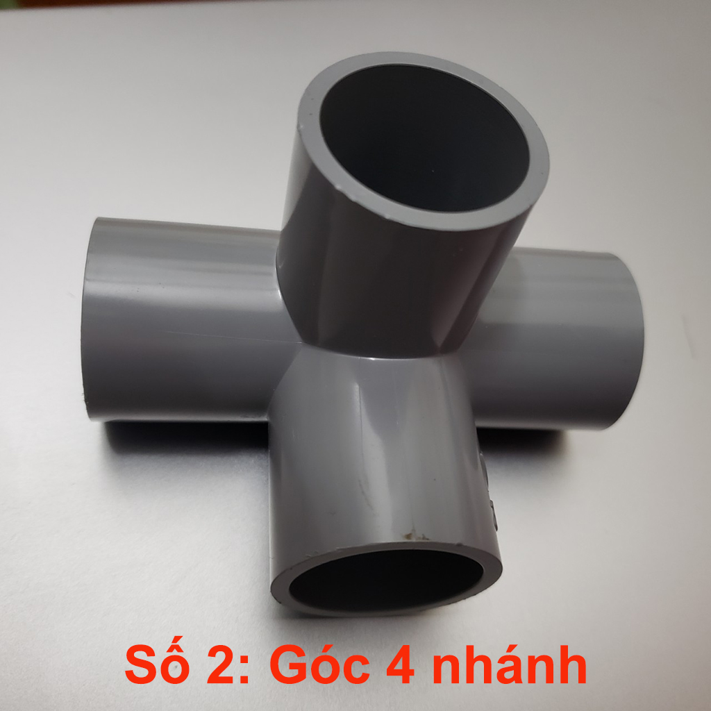 2 chiếc Co cút góc 3 nhánh hoặc 4 hướng phi 90, 3 ngả, chữ thập góc nhựa PVC