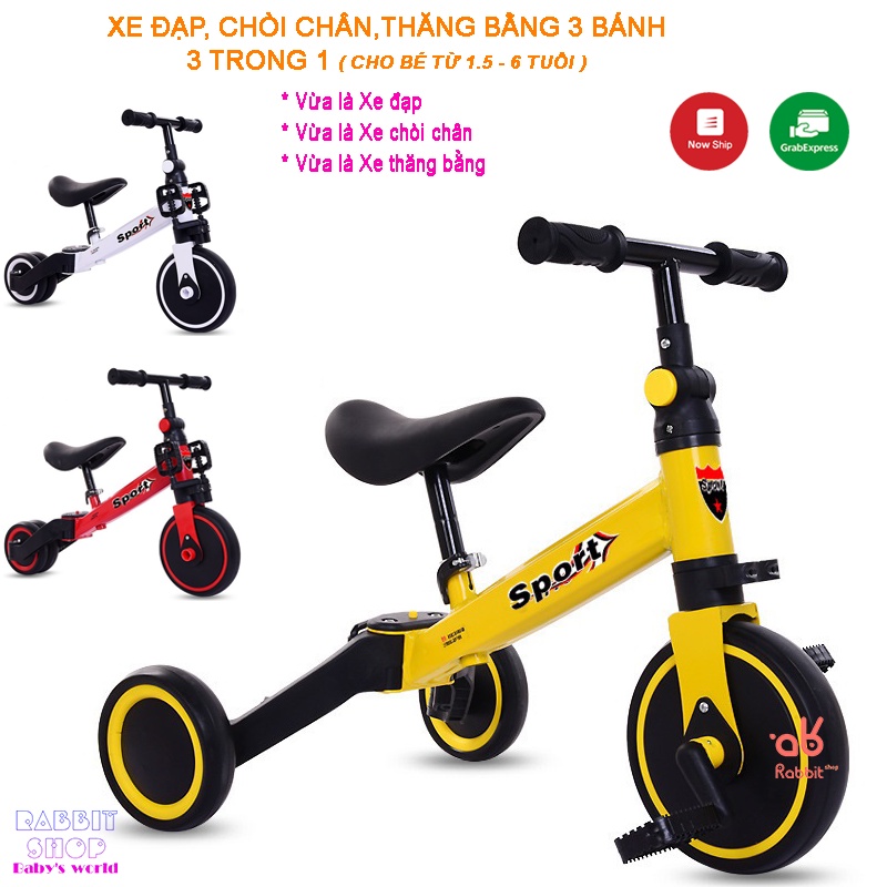 HCMXe đạp ba bánh đa năng kiêm xe chòi chân Happy baby& SPORT xe thăng