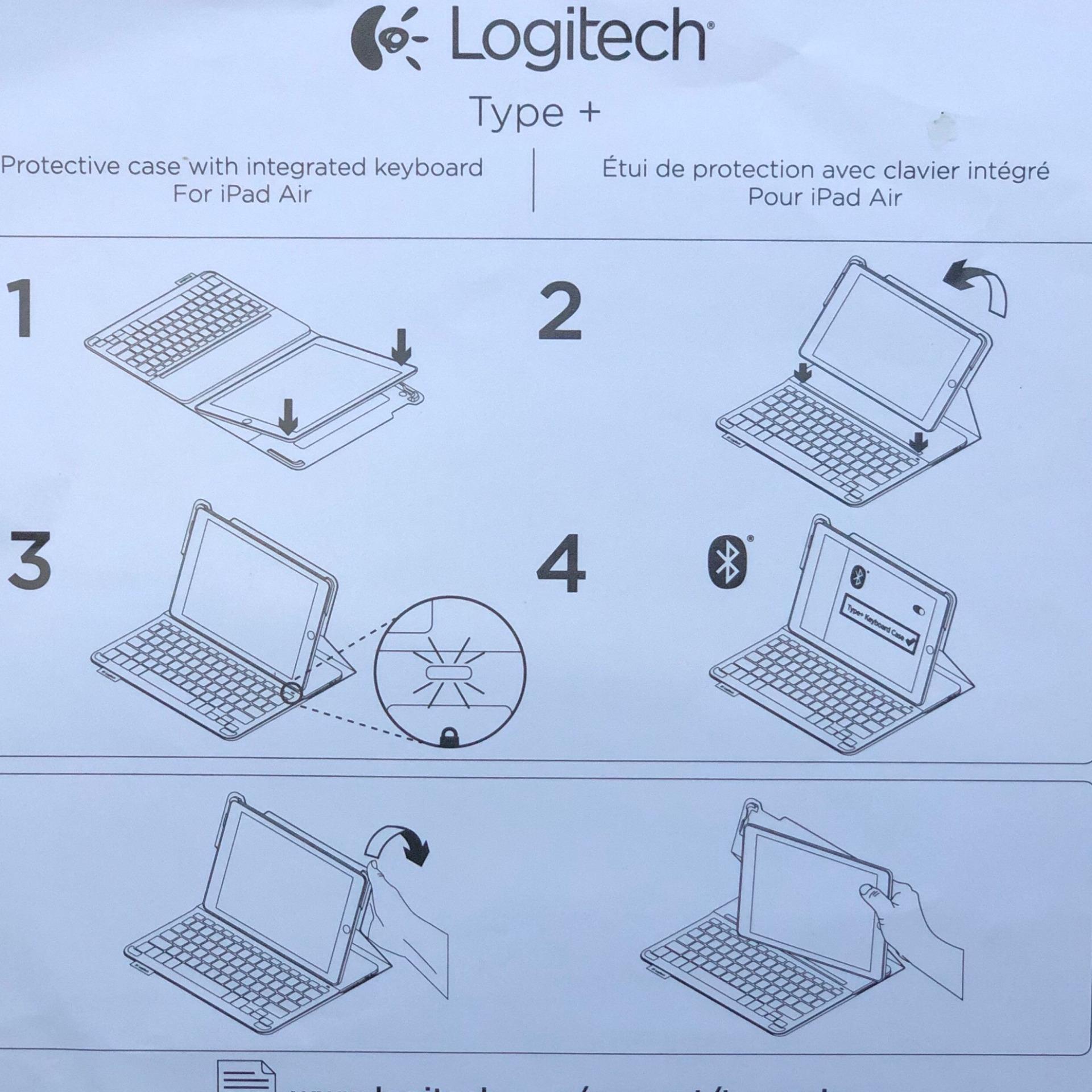 Bàn Phím iPad 6th 2018 Hiệu Logitech Type + Bluetooth Kiêm Bao Da Bảo Vệ Mới Full Box