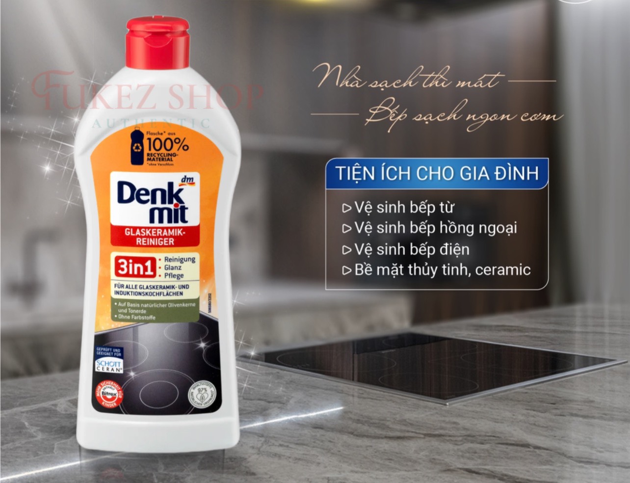 Dung dịch vệ sinh bếp từ 3 in 1 Denkmit 200ML - Đức