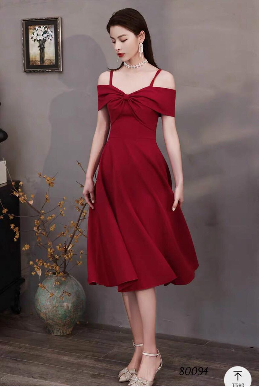 Đầm xòe dự tiệc trễ vai 2 dây dễ thương