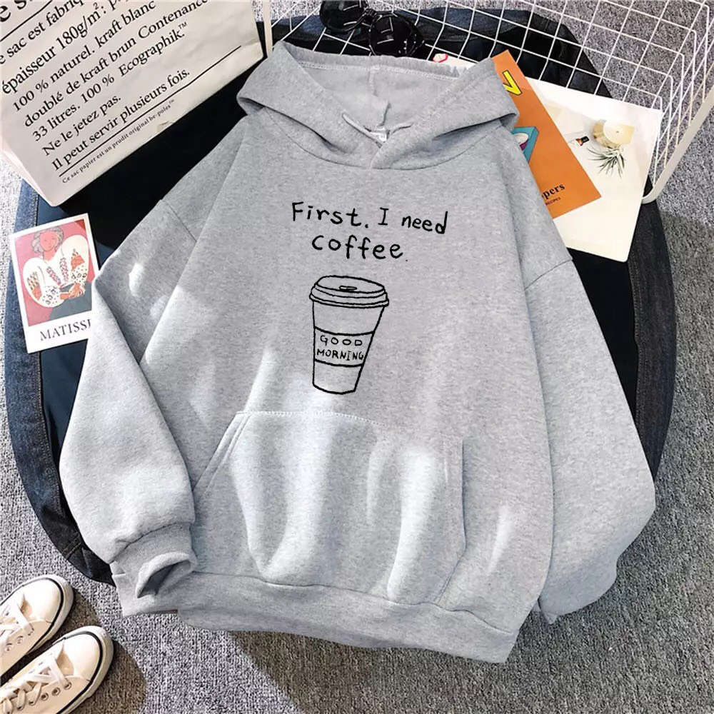[Hoàn Tiền 15%] ÁO HOODIE UNISEX IN I NEED COFFEE (NHIỀU MÀU)