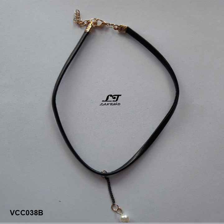 Vòng cổ choker hạt trắng tòn ten VCC062B
