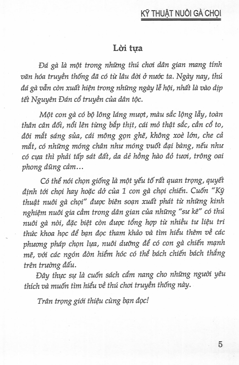 Sách Kỹ Thuật Nuôi Gà Chọi