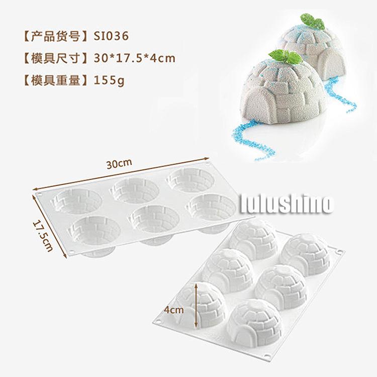 Kiểu Pháp Món Tráng Miệng Kiểu Pháp Truffle Bánh Mousse 6 THẬM CHÍ Igloo Lều Tuyết Lập Thể Bánh Silicone Bộ Tạo Khuôn Hình