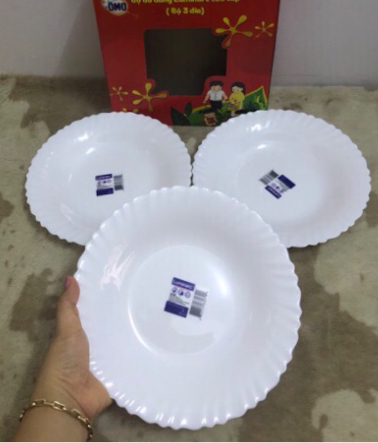 Combo3  dĩa thủy tinh 23cm của luminarc