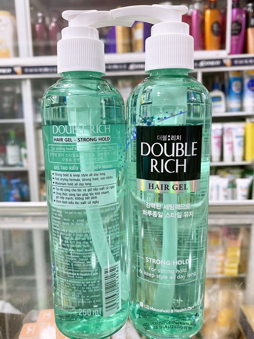 [HCM]GEL GIỮ NẾP TÓC CỰC MẠNH CHO TÓC UỐN DOUBLE RICH 250ML (màu xanh)