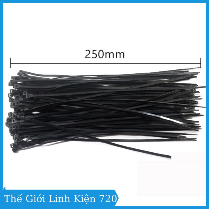 Gói 250pcs dây thít nhựa đen 25cm