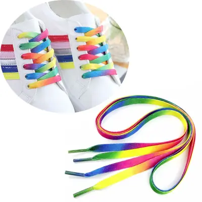 SINGYI 5Pairs Practice New Athletic for Sneakers Flat Knitted Unisex Rainbow Shoelace Strings Strap 110cm Flat Sports Shoe Laces Sports Shoe Laces Strings