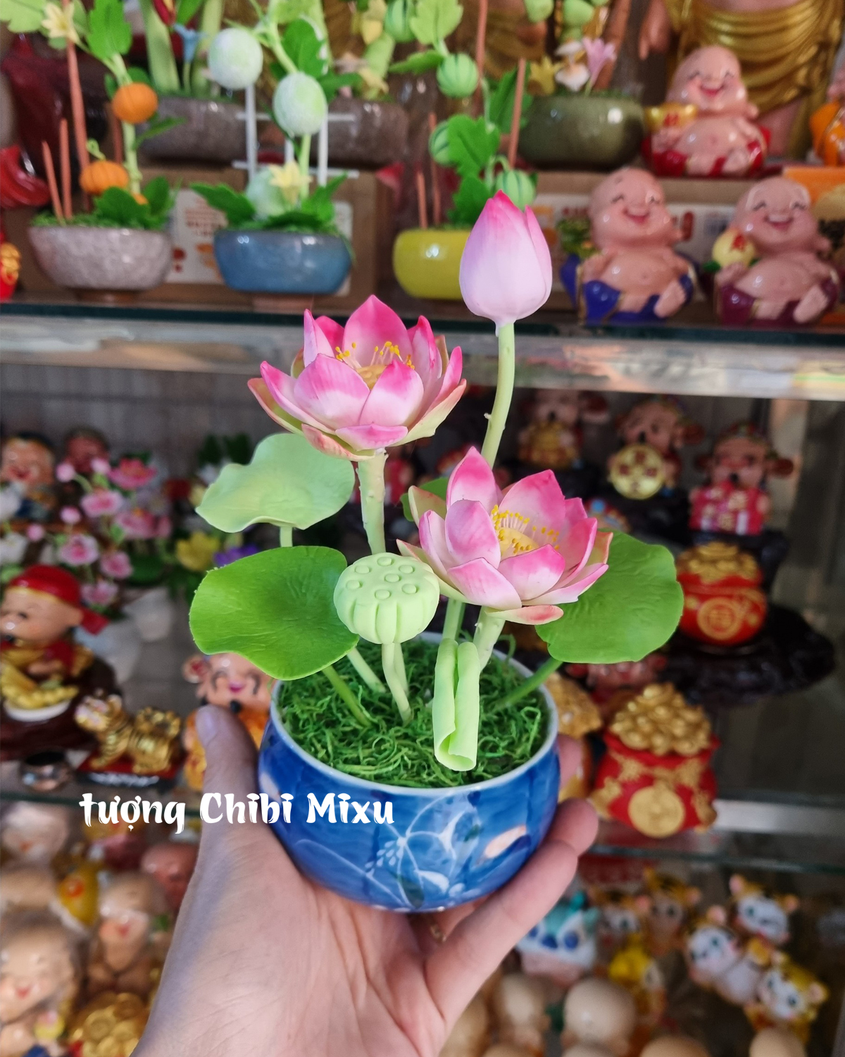 Chậu hoa sen bằng đất sét Nhật 20cm