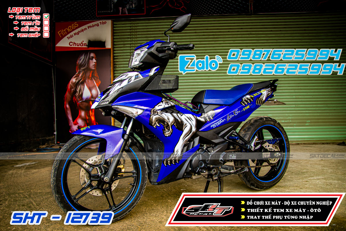 tem trùm exciter 150 xanh bạc hổ