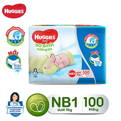 Miếng lót sơ sinh Huggies NB1 - dưới 5kg (107 miếng)