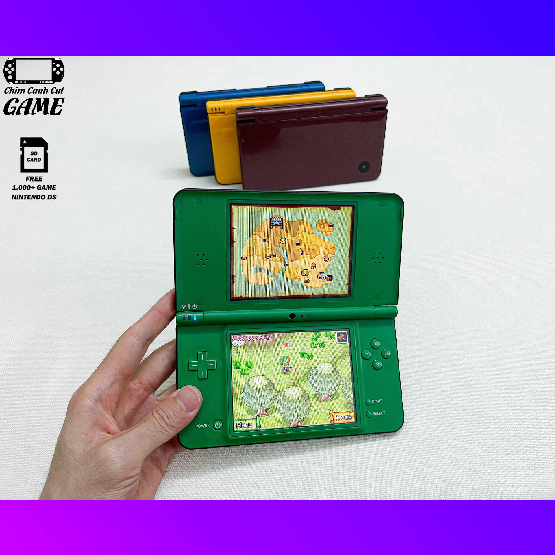 [CHÍNH HÃNG] Máy chơi Game Nintendo DSi LL (Miễn phí cài Game, Phụ kiện đầy đủ)