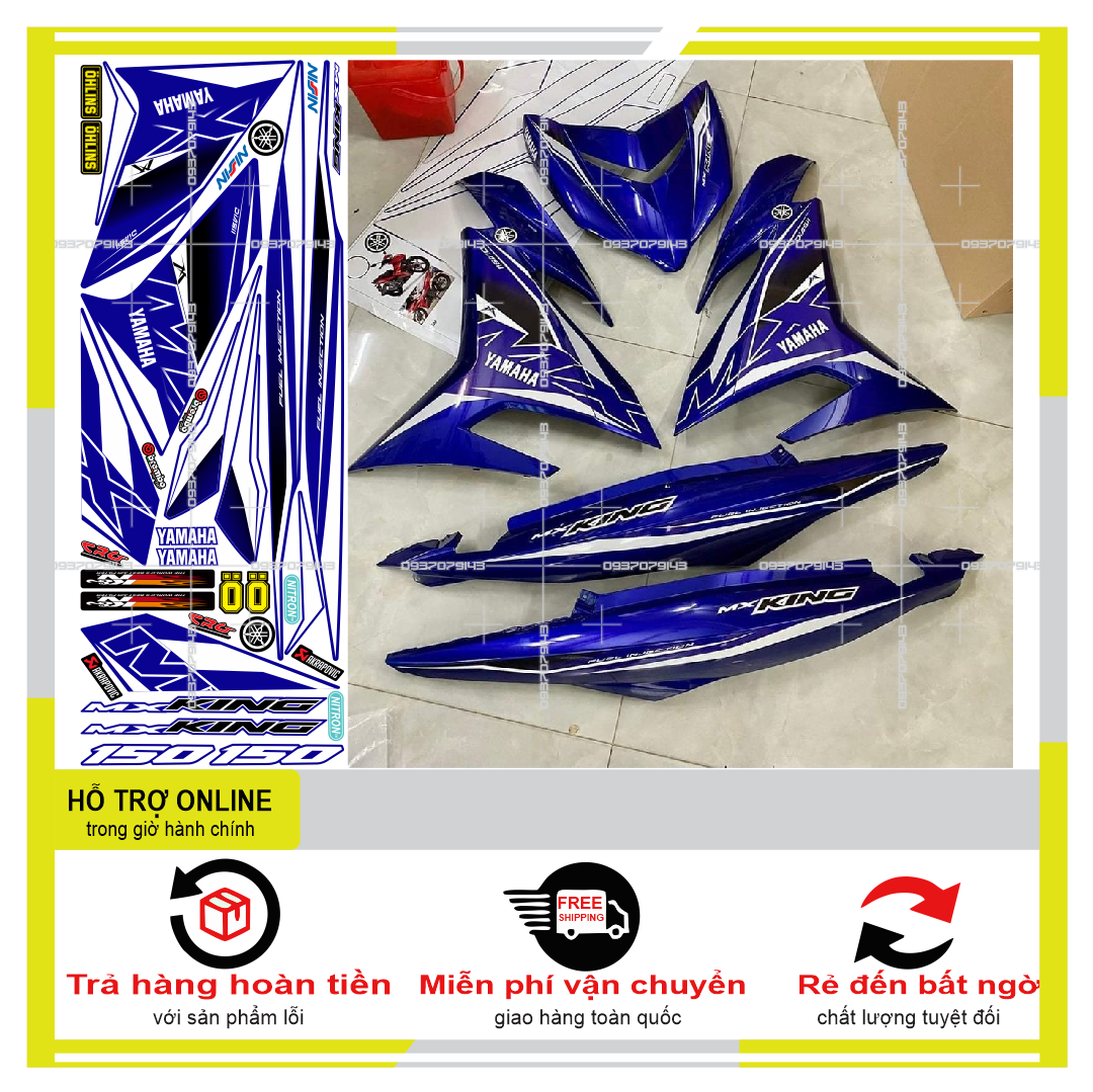Tem rời exciter 150 mx dán xe xanh gp decal pvc 5 lớp khống thâm nước