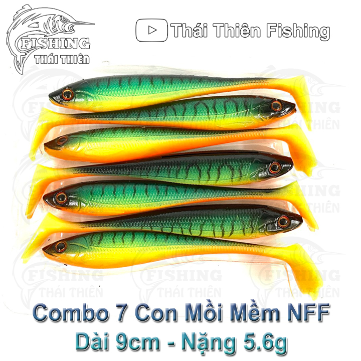 Combo 7 con mồi mềm nff câu lure cá lóc chẽm dài 9cm nặng 5.6g
