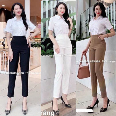 Quần tây baggy nữ cạp cao 2 cúc sườn ống đứng đi học, quần công sở màu đen trắng ulzzang - mx