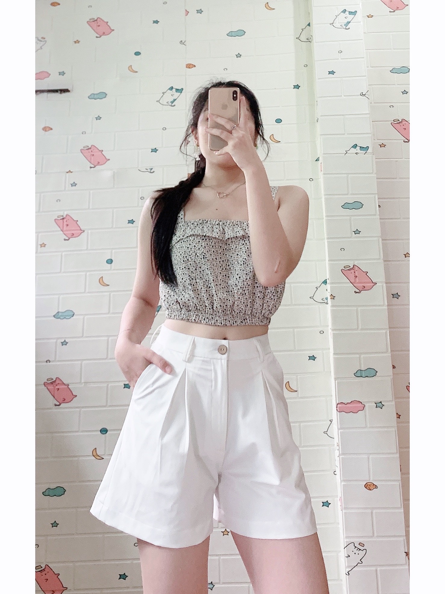🔥HÌNH THẬT🔥 Quần short cap cao (trắng - đen)