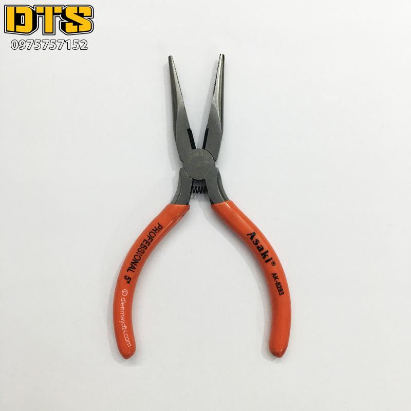 Kìm nhọn mini tự bung asaki ak-8293 5''/125mm