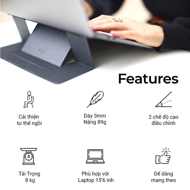 Đế nâng tản nhiệt laptop Macbook Moft laptop stand siêu mỏng có thể gấp