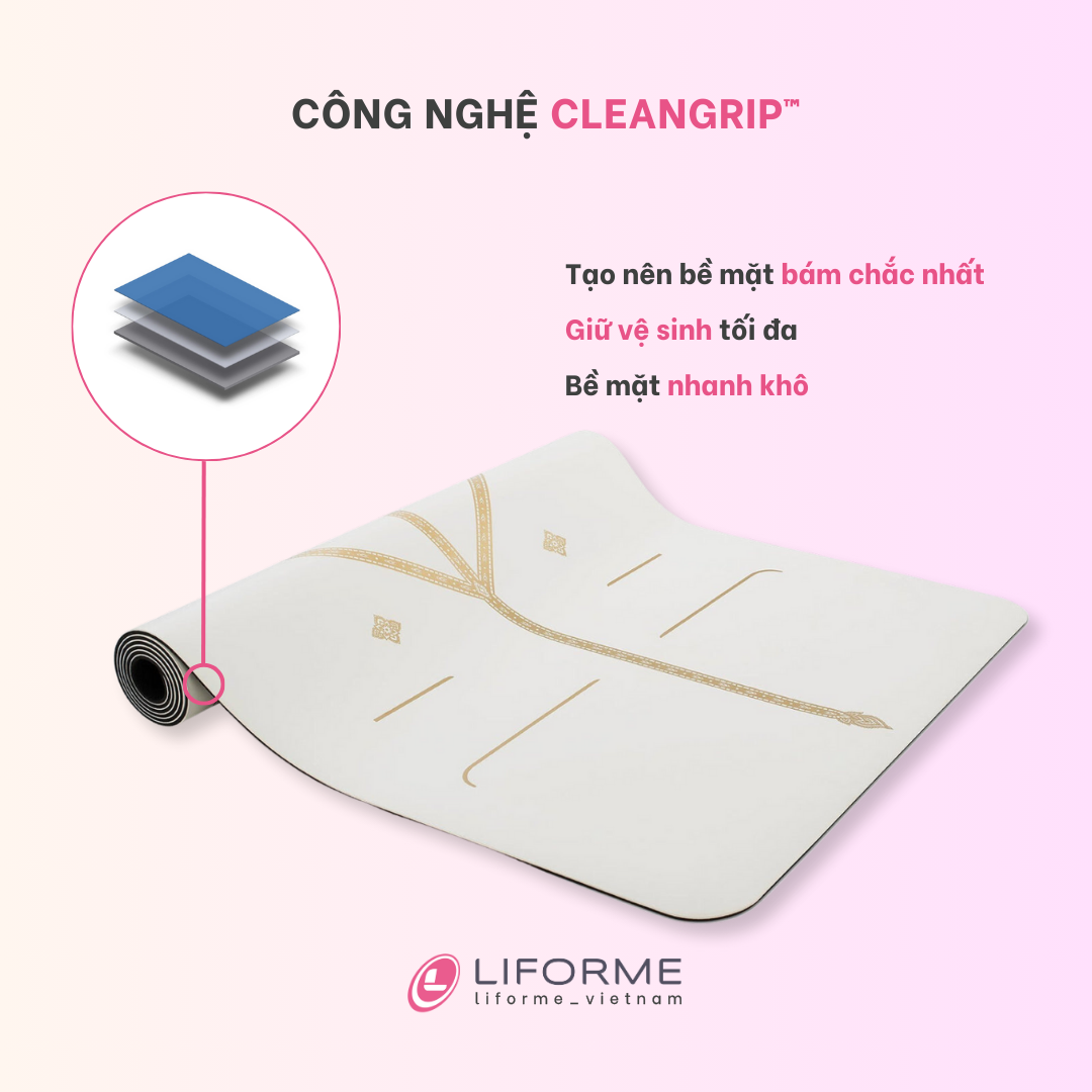 Thảm tập yoga Liforme 'White Magic' 4.2mm - White/Gold