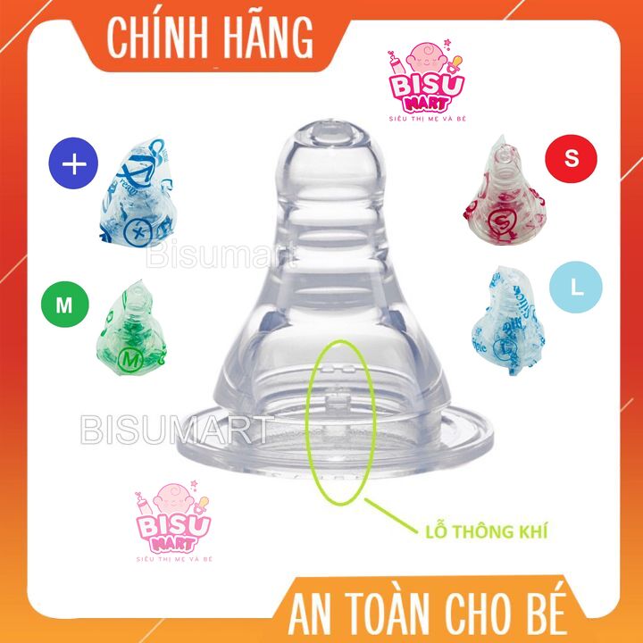 Núm vú cổ hẹp silicon siêu mềm Aquasart Dream Size S, M, L, +