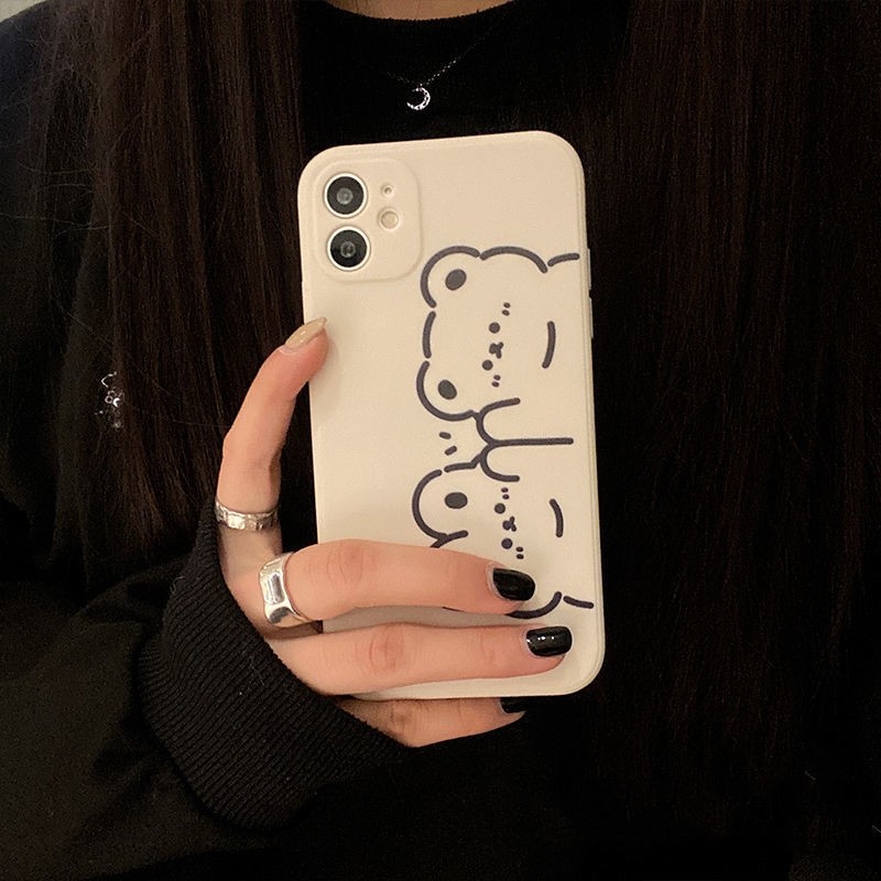 Ốp Lưng Silicon Màu Bảo Vệ CAMERA Couple Bear