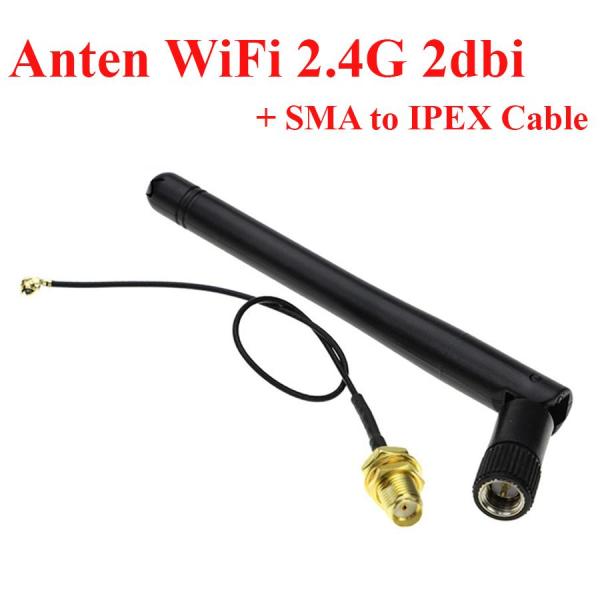 Combo 1 Anten WiFi 2.4G 2dbi Kèm Cáp chuyển SMA sang IPEX