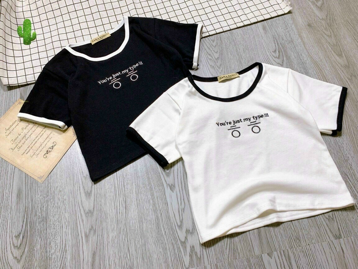 Áo Thun Croptop Thêu Chữ