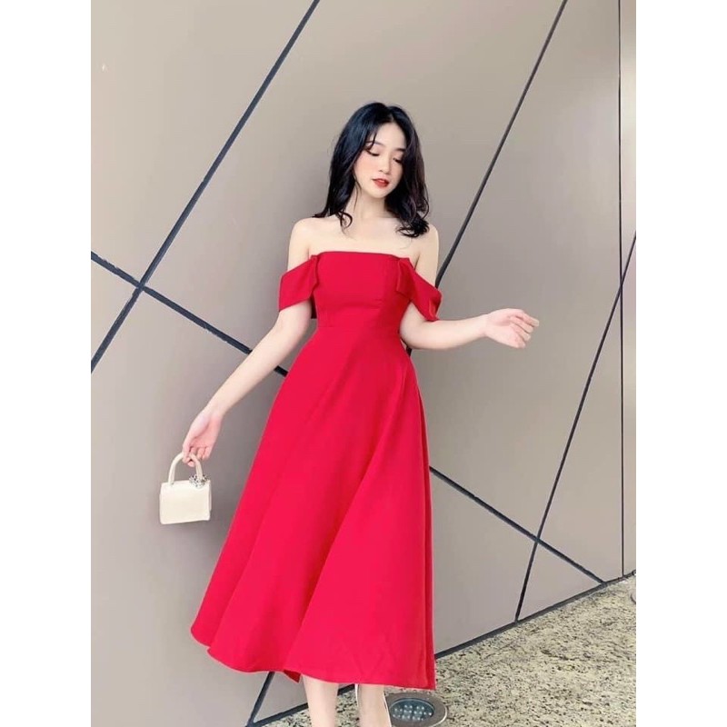 ĐẦM ĐỎ, CỔ ĐẮP VAI (có ảnh thật) MS118