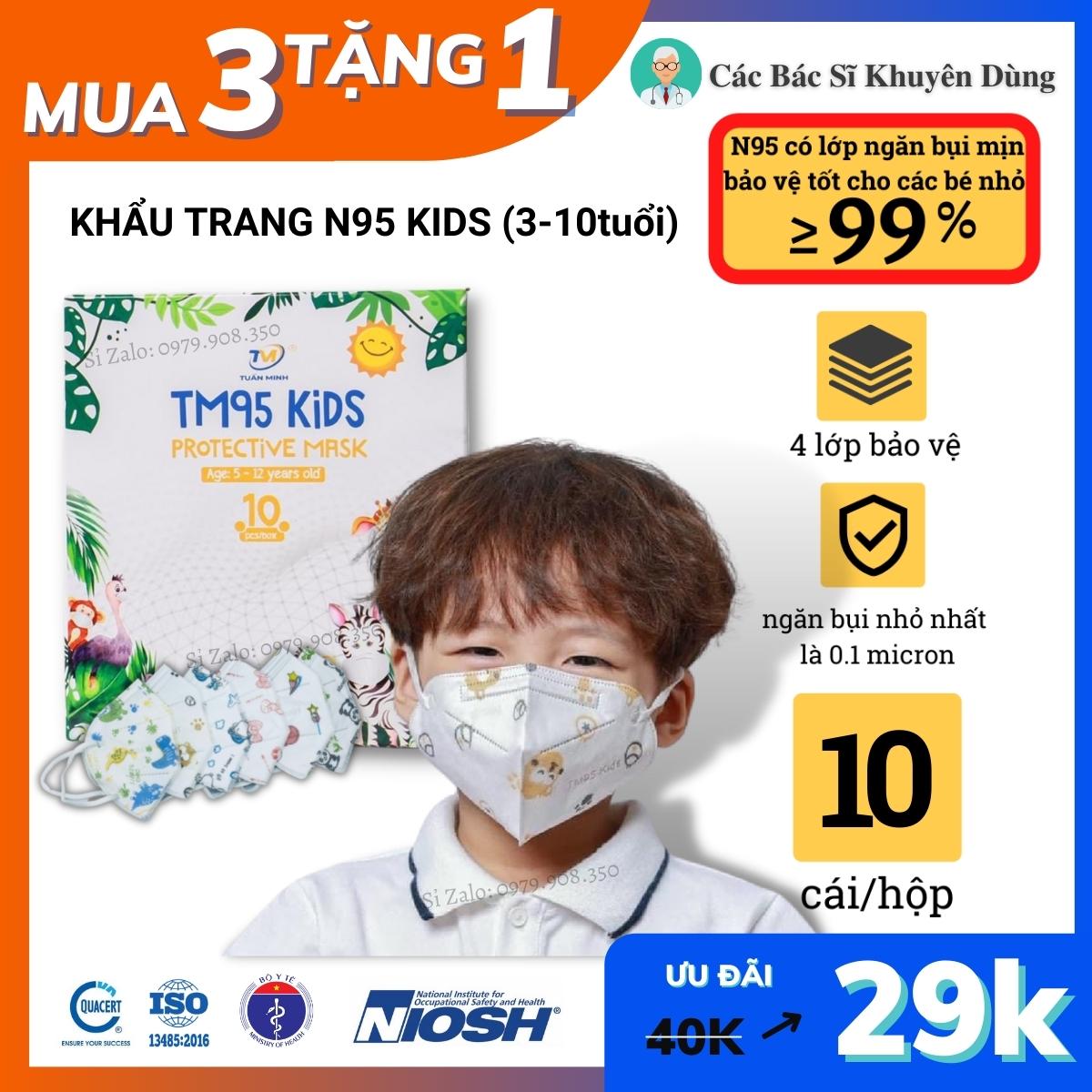 Set 10cái khẩu trang N95 Kids TM95 KIds - SHB Pro Mask - FFP2 - 4 Lớp -