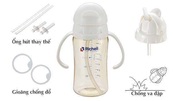BÌNH ỐNG HÚT PPSU RICHELL (200ML-HỒNG)