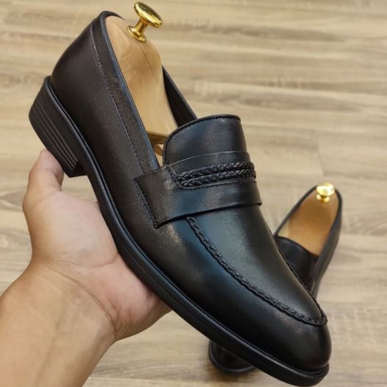 Giày Lười Nam Da Bò Tấm Đế Cao Su