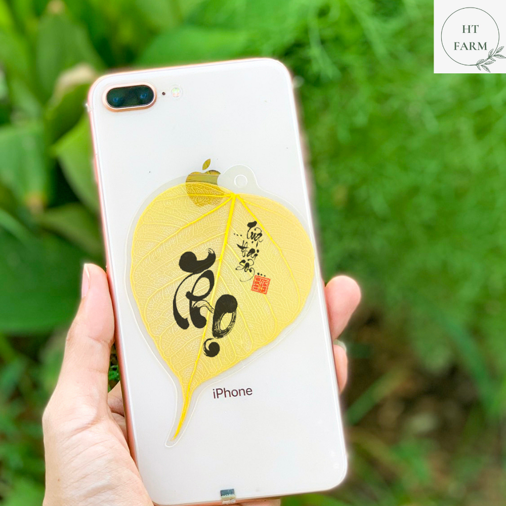 Lá Bồ Đề thư pháp - chữ Thọ (Cầu Bình An – Tài Lộc – May mắn, Ốp điện thoại, Hàng loại 1)