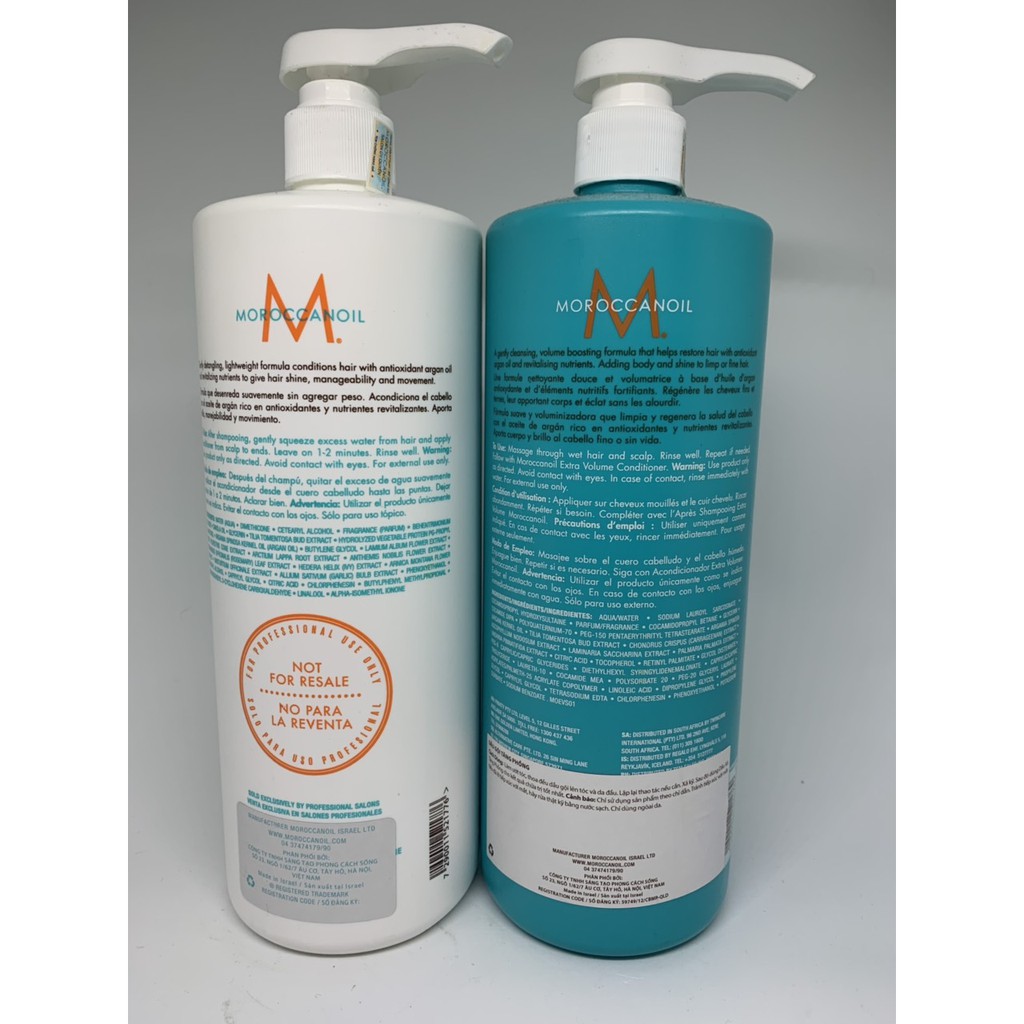 Dầu gội xả tăng phồng tóc Moroccanoil Extra Volume 1000mlx2