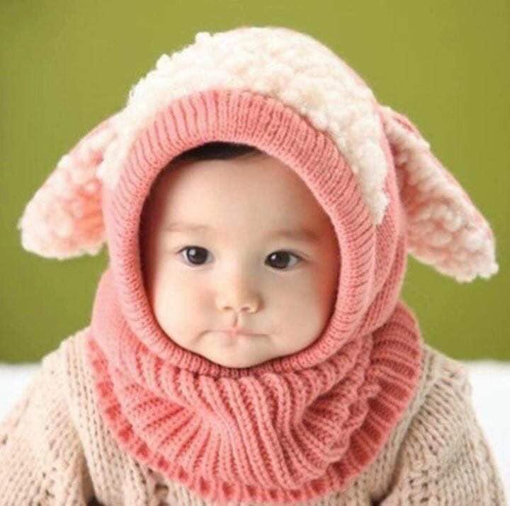 Bộ mũ khăn len tai cừu cho bé