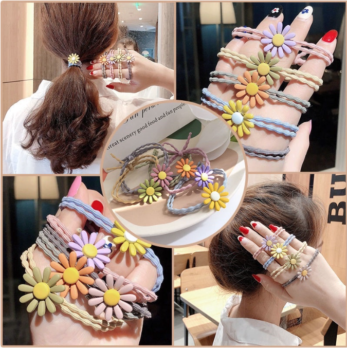 COMBO 10 DÂY CỘT TÓC HOA CÚC DAISY ( màu ngẫu nhiên )