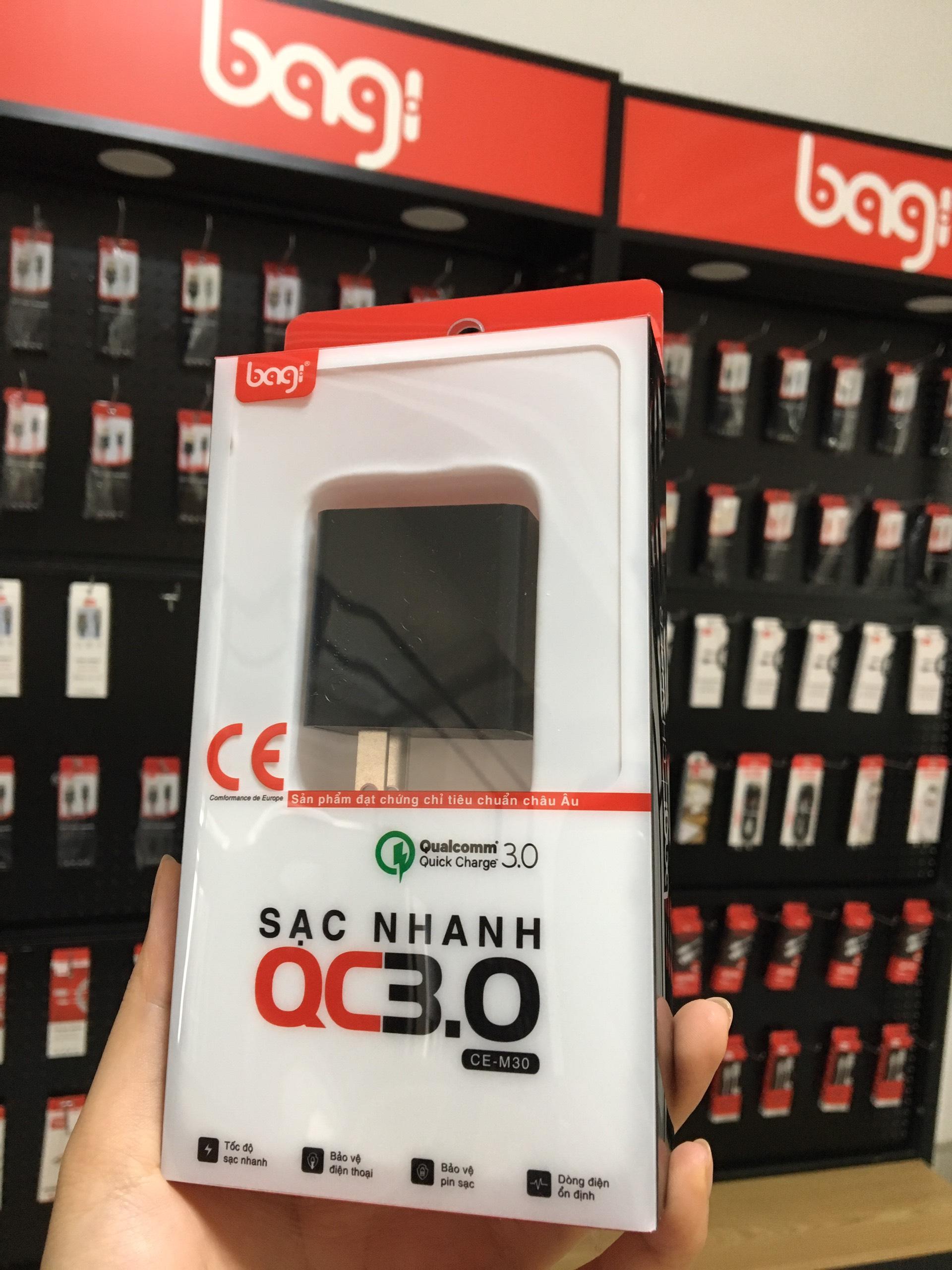 Củ sạc nhanh Bagi Qualcomm Quick charge 3.0 M30 tiêu chuẩn CE