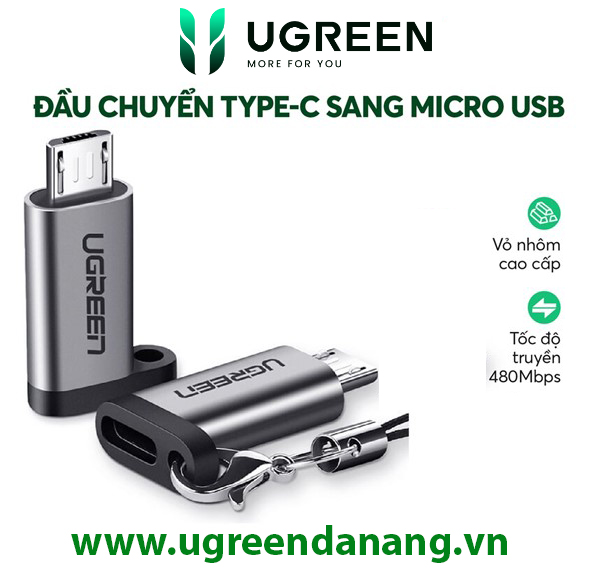 Đầu chuyển đổi micro usb to usb type-c chính hãng ugreen 50590 cao cấp