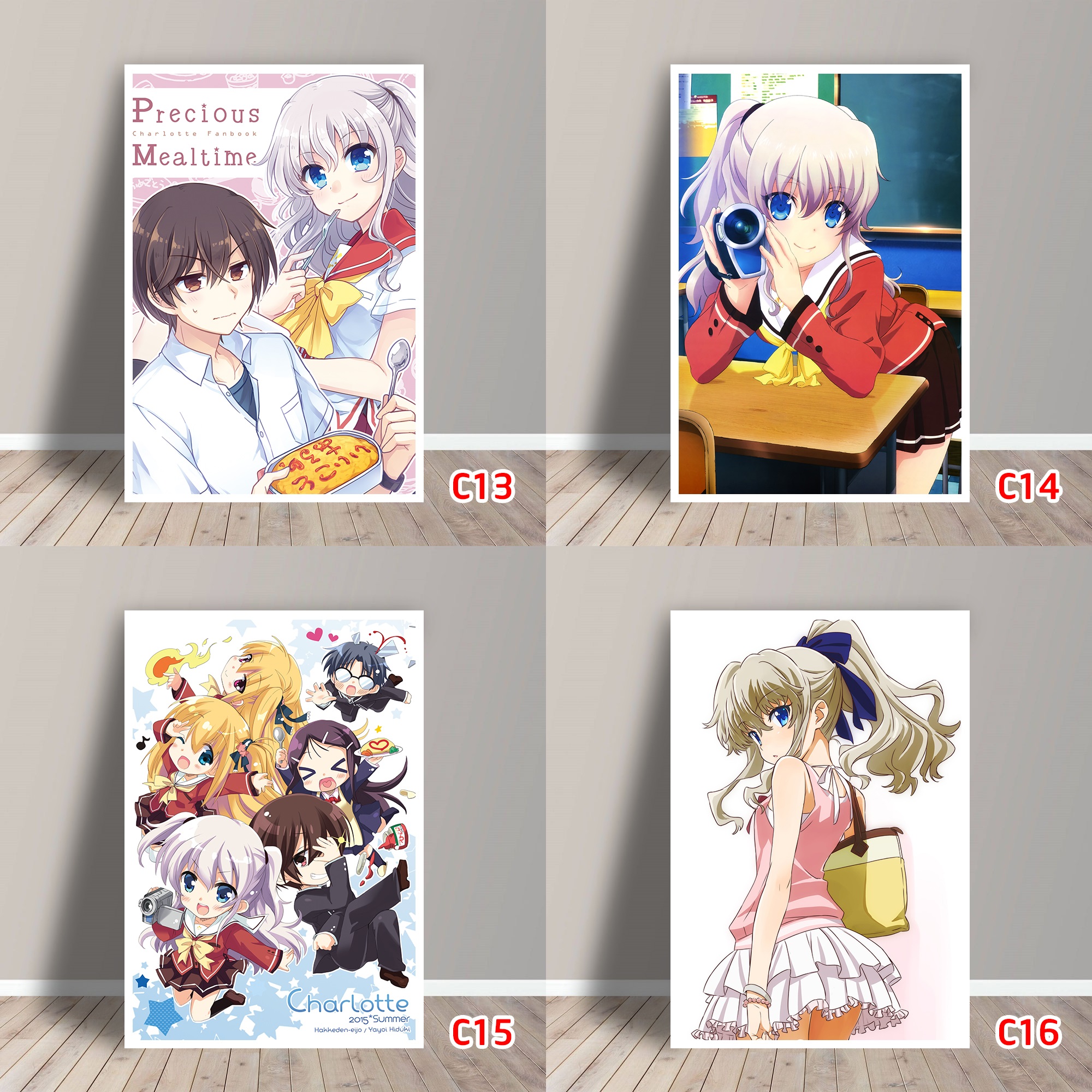 Tấm Postcard Cao Cấp Anime Charlotte (21cm x 15cm)