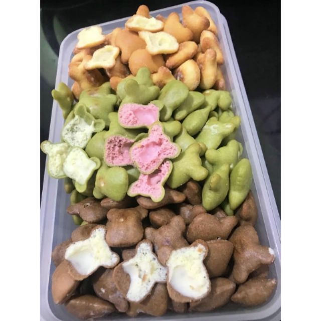 Bánh gấu kem mix 4 vị dâu,socola,kem,chùm ngây - siêu hot 100g