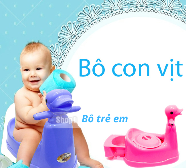 Bô con vịt - Bô trẻ em có tay cầm, khay tháo rút vệ sinh dễ dàng