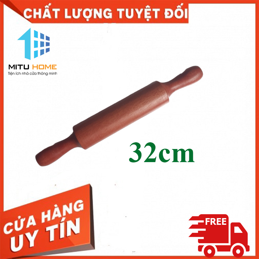 Lăn bột gỗ làm bánh, cán bột dài 32 cm - mituhome