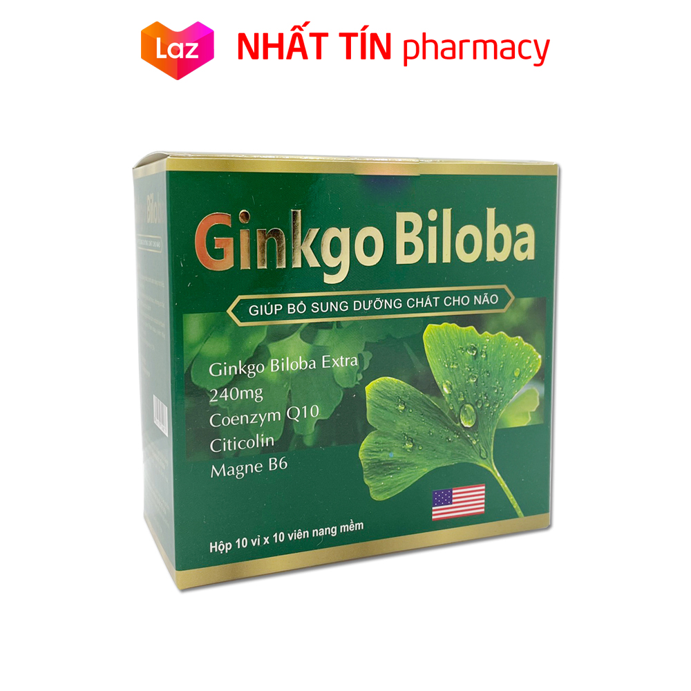 Hoạt huyết dưỡng não Ginkgo Biloba Citicolin Conenzym Q10 tăng cường lưu thông huyết mạch giảm rối loạn tiền đình - Hộp 100 viên