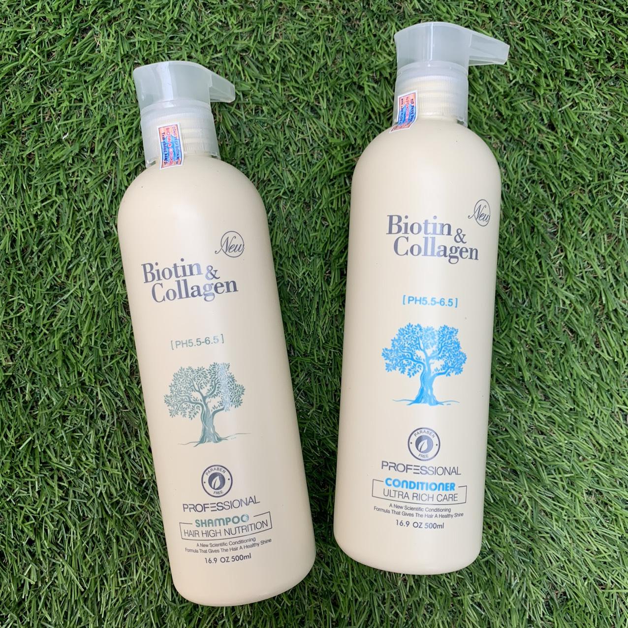 Dầu gội xả phục hồi và kích thích mọc tóc Biotin Collagen Yuiluim (new) 500mlx2