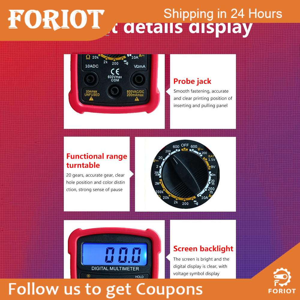 SHXZ diymore Digital Multimeter DC AC Voltmeter Ohm Volt Amp Test Meter and Continuity Test Diode Voltage Tester for Battery Test