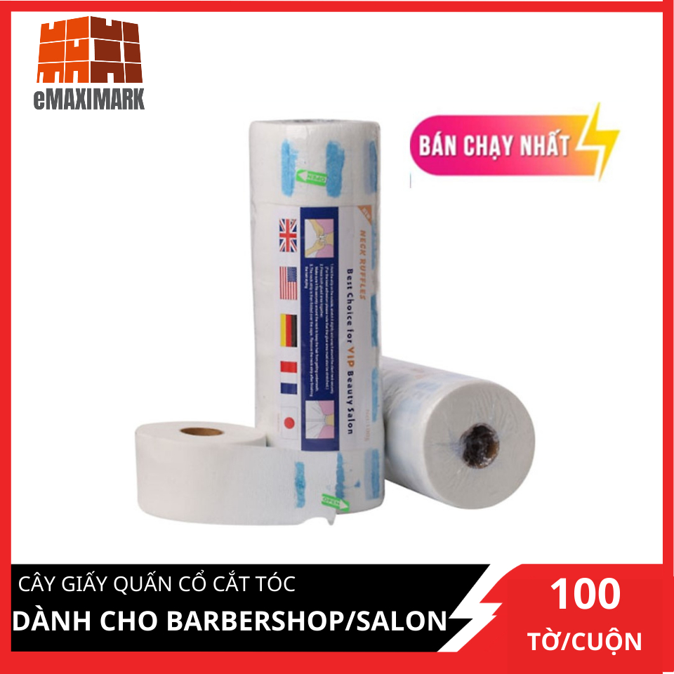 Combo 5 Giấy Quấn Cổ Cắt Tóc Dành Cho Barbershop/Salon Cây 5 Cuộn (100 Tờ/Cuộn)