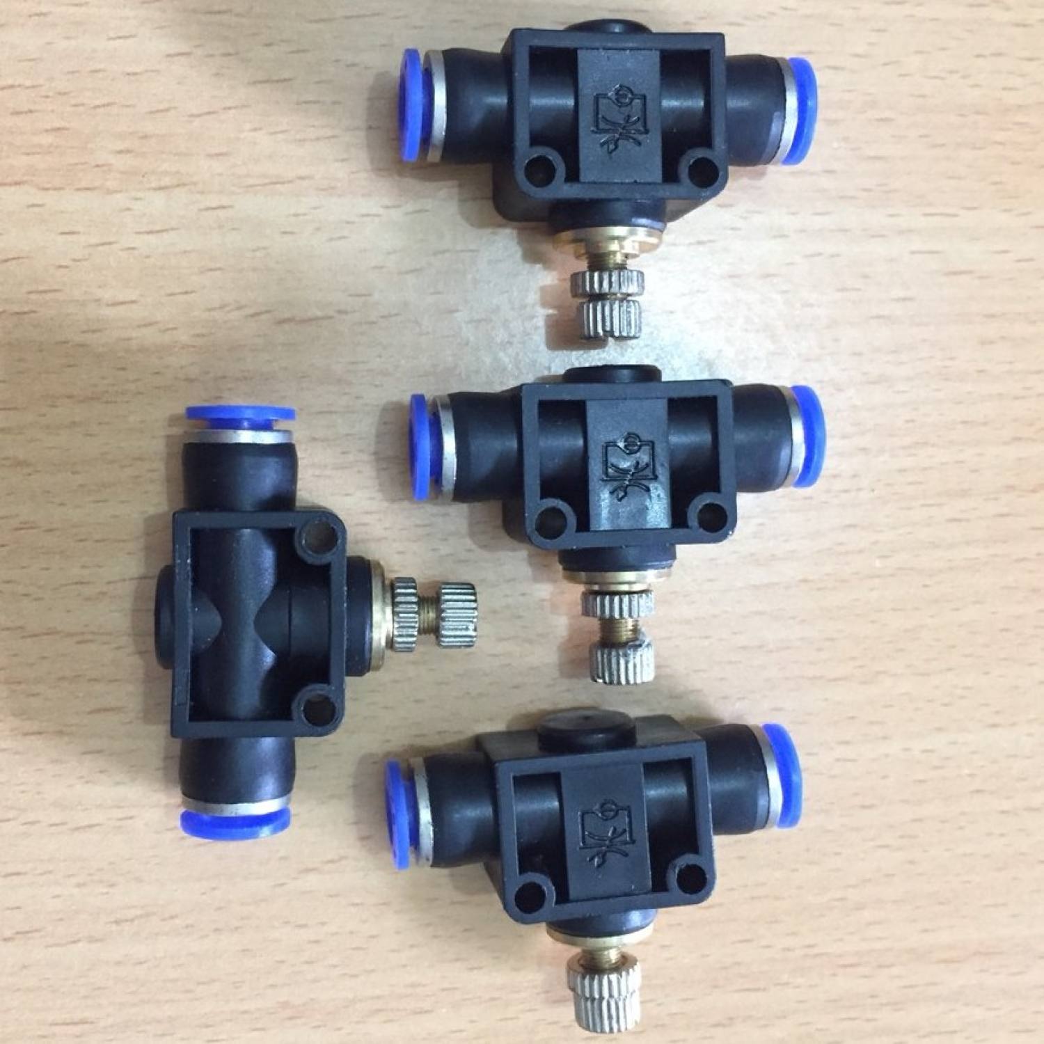 Van tiết lưu điều chỉnh khí nén ống 4-6-8-10-12, đầu nối dây hơi khí nén có tiết lưu điều chỉnh khí nén, đầu nối dây hơi