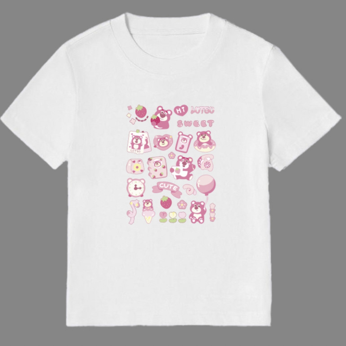 Áo thun baby tee pinkstore29 in hình icon gấu dâu siêu dễ thương a5942