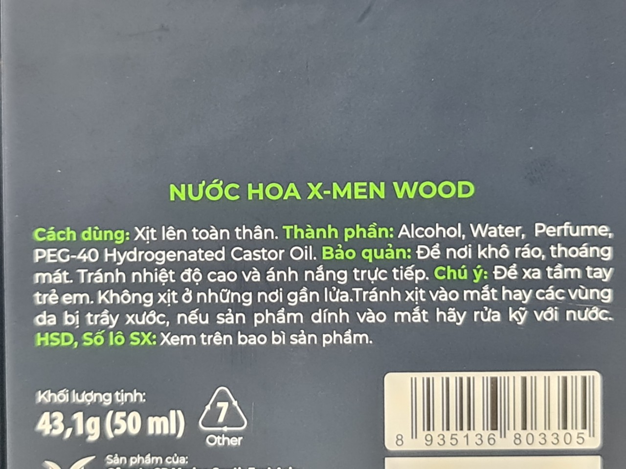 Nước Hoa Nam Xmen Wood 50ml