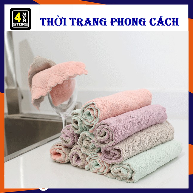 [HCM]⚡ Tjll Tjll ⚡ Khăn Lau Đa Năng 2 Mặt Siêu Thấm Nước Lau Bàn Ghế Lau Bếp Lau KínhHơi Ôto Size To 15cmx26cm - Khăn Lau 2 màu ⚡